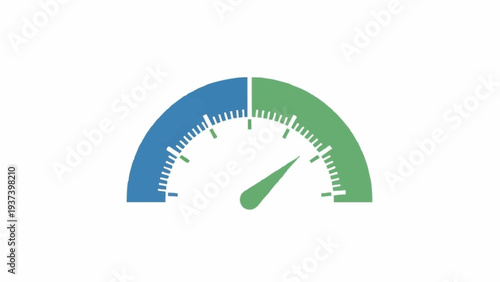 Speedometer gauge with blue green dial.
