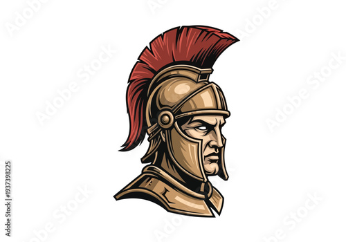 Roman Soldier Wearing Helmet with Red Plume.