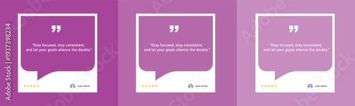3d speech bubble testimonial quote banner template for social media infographic posts.