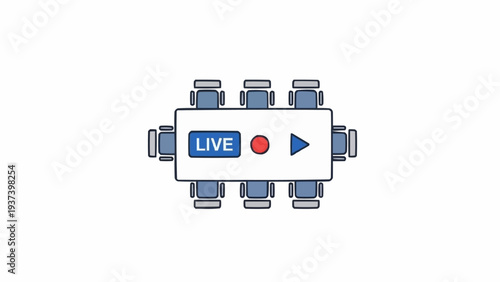 Streaming live video play button icon.