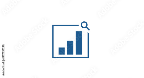 Business graph chart with magnifying glass.