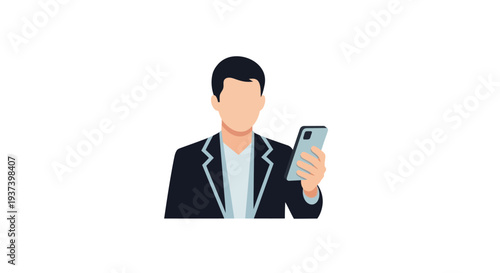 Businessman holding a smartphone device.