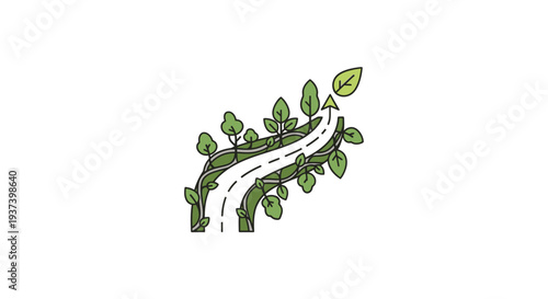 Caterpillar on a leafy branch eating.