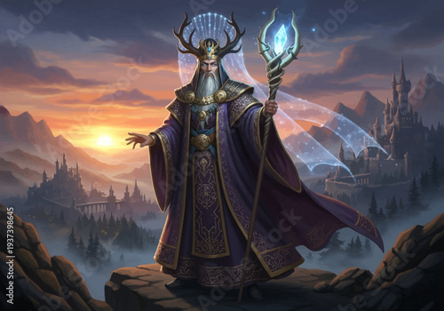 Mystical Sorceress with Staff and Crown.