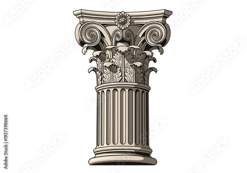 Ancient Greek Corinthian Column Capital Detail.