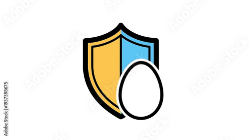 Shield and circle protection symbol icon.