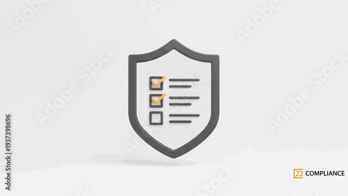 Shield Icon with Checklist Symbol Security.