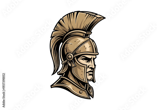 Illustration of Spartan Warrior Helmet Profile.