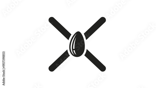 Rugby Ball with Crossed Sticks Illustration.
