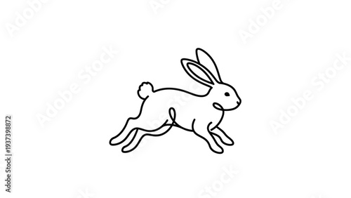 Running Rabbit Line Art Illustration.