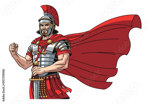 Roman Soldier Standing with Clenched Fist.