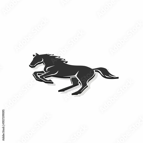 Black Horse Silhouette Running Freely.