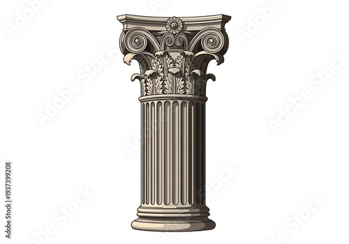 Classic Greek Corinthian Column Architecture Detail.