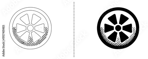 Orange Slice Citrus Fruit Icon Set, Fresh Vitamin C Food Symbol, Juicy Orange Segment Outline and Solid Glyph Vector, Healthy Organic Fruit Badge Icon for Juice and Food UI