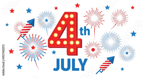 4th of July celebration icons vector