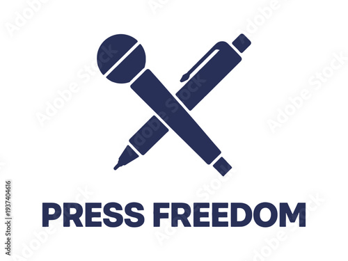Press Freedom Symbol with Microphone and Pen