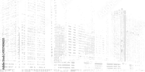 Minimalist high-key architectural background of city skyscrapers with faint outlines and bright white overexposed light