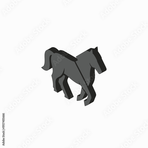 Geometric Horse Illustration Simple Design Element.