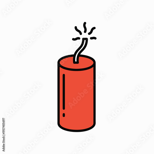 Red Dynamite Stick with Lit Fuse.