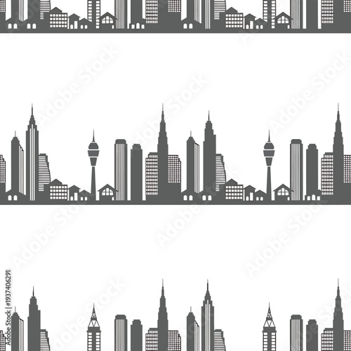 City Skyline Silhouette Skyscrapers Urban Landscape.