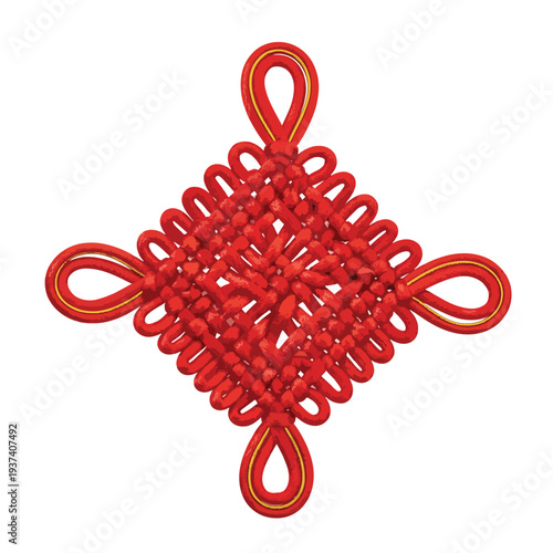 Red Crocheted Ornament with Intricate Design.
