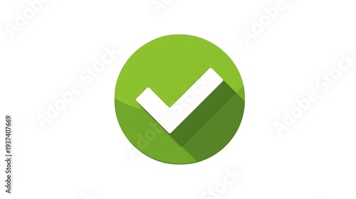 Green Check Mark Icon on White Background.