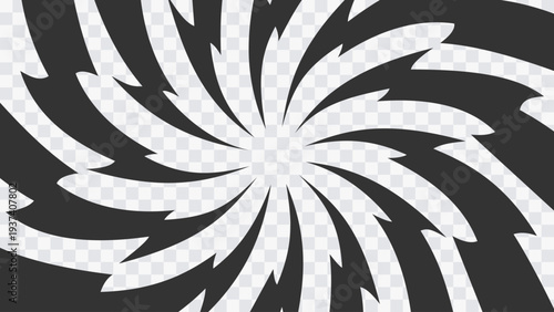 Abstract spiral explosion burst isolated on transparent background. Dynamic swirling comic impact lines creating a powerful motion effect for manga, anime action scenes and graphic design.