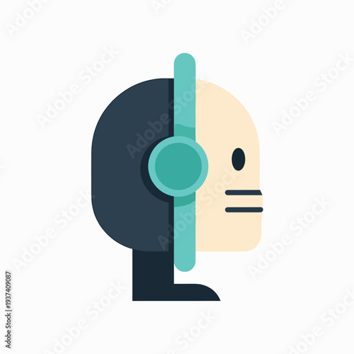 Headphones on Human Head Illustration Profile.