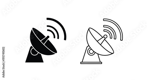 Satellite dish communication icons Vector