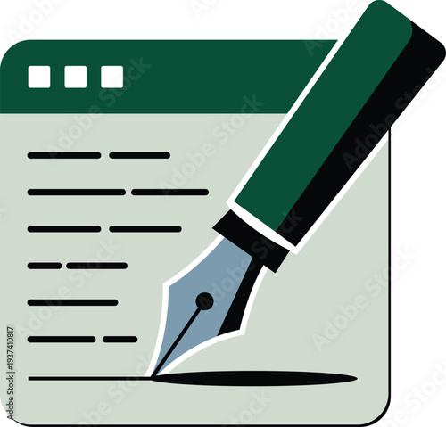 Checklist with green fountain pen writing check marks vector illustration flat design