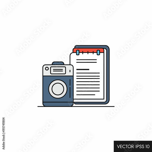 Camera and Document Illustration Design Elements.