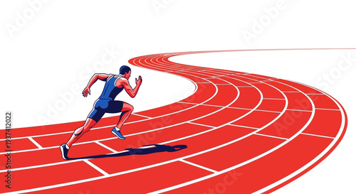 Athletic runner sprinting on a track, focusing on speed and achievement in a sporting event