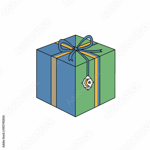 Colorful Gift Box with Ribbon Decoration.