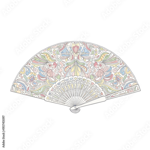 Vintage Handheld Decorative Fan with Floral Design.