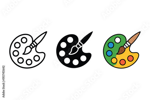 Colorful Paint Palettes with Brushes for Artistic Creativity and Painting Projects