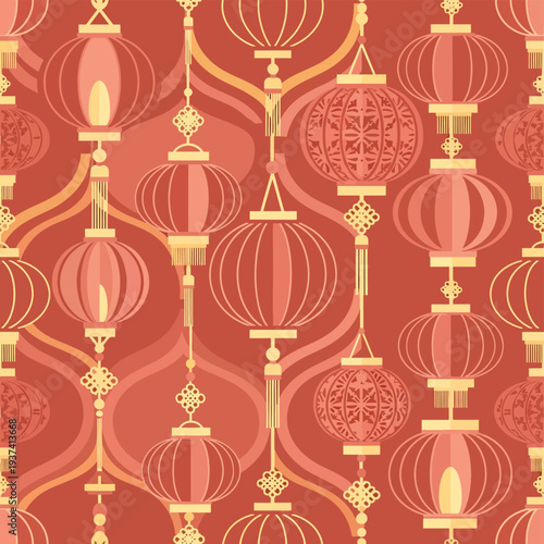 Ornate Lanterns in Golden Hues Pattern.
