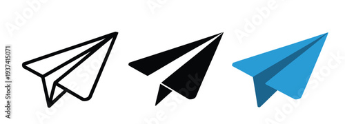 Colorful Paper Airplane Icons Set