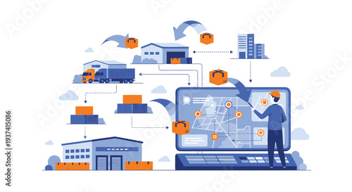 Set of logistics and transportation icons vector