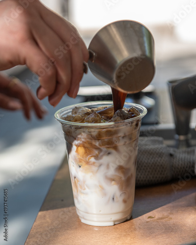 making iced latte
