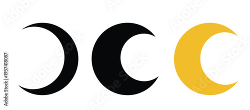 Crescent Moon Symbols in Black and Yellow