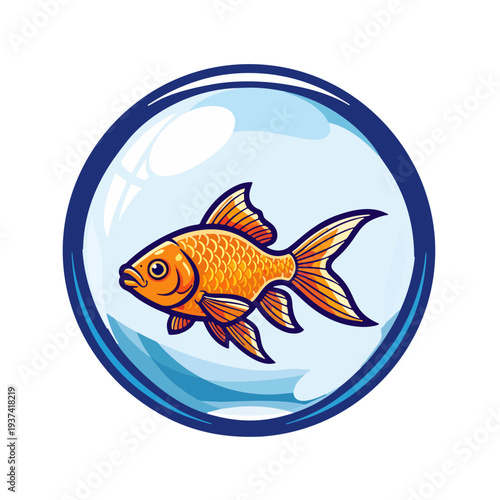 Goldfish swimming inside glass bowl – aquatic life illustration highlighting importance of clean water ecosystems for World Water Day environmental awareness.