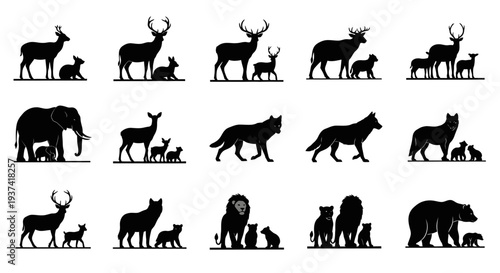 Collection of various animal silhouettes.