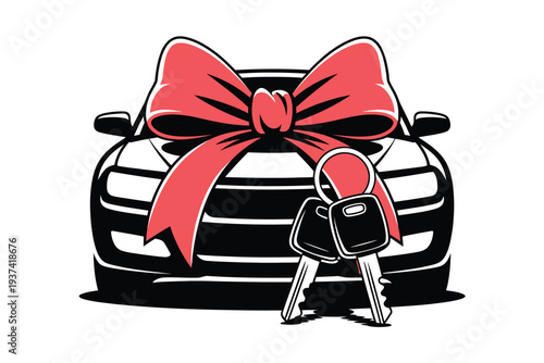 Gift Car with Red Bow and Keys, Present Vehicle