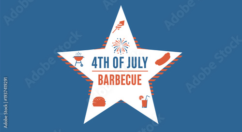 4th of July barbecue star icon vector