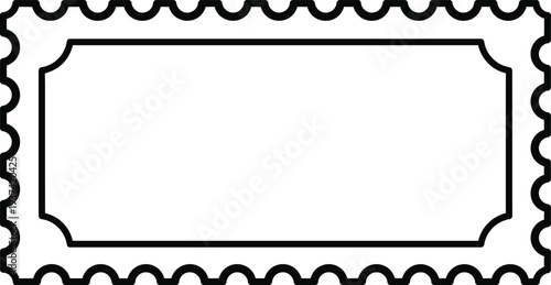 Postage stamp frame with vintage scalloped edges vector