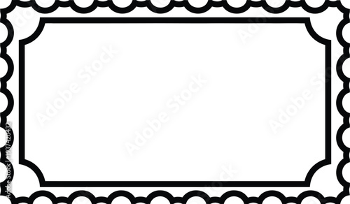 Postage stamp frame with vintage scalloped edges vector