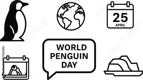 Penguin character social media post template for nature conservation