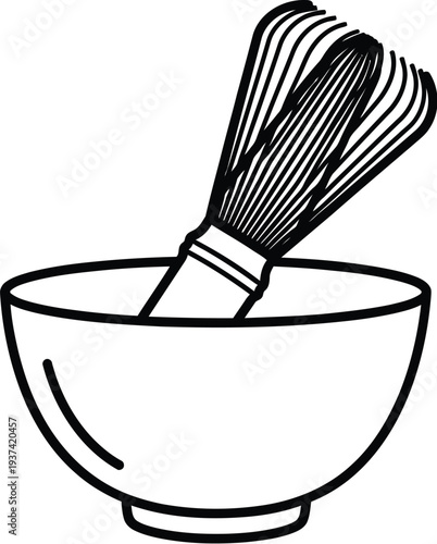 Matcha tea whisk and bowl for traditional Zen ceremony