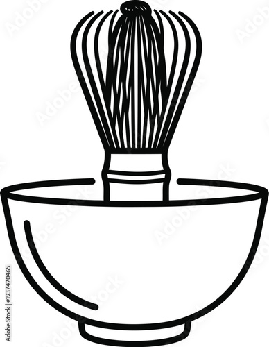 Matcha tea whisk and bowl for traditional Zen ceremony