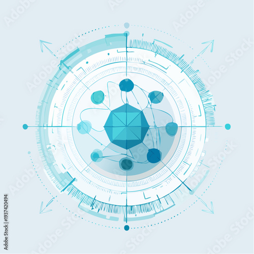 Scientific Research Background with Microscopic Cellular Forms and Data Metrics. Biotechnology, Medicine, and Nano science Technology Concept.